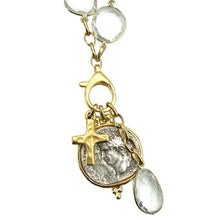 Load image into Gallery viewer, Genuine Gemstone Convertible Greek Charm Gold Necklace