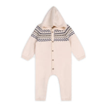 Load image into Gallery viewer, Fair Isle Jacquard Sweater Knit Baby Hooded Jumpsuit
