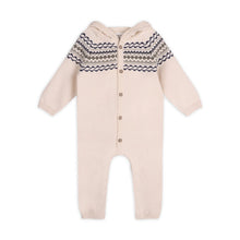 Load image into Gallery viewer, Fair Isle Jacquard Sweater Knit Baby Hooded Jumpsuit