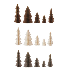 Paper Folding Honeycomb Trees w/ Gold Glitter, 3 Colors, Set of 5 - Indie Indie Bang! Bang!