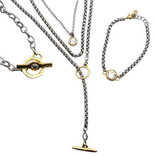Load image into Gallery viewer, Wrap necklace two toned lariat mixed metals 
