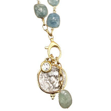 Load image into Gallery viewer, Genuine Gemstone Convertible Greek Charm Gold Necklace