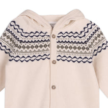 Load image into Gallery viewer, Fair Isle Jacquard Sweater Knit Baby Hooded Jumpsuit