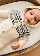 Load image into Gallery viewer, Fair Isle Jacquard Sweater Knit Baby Hooded Jumpsuit