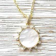 Load image into Gallery viewer, CZ  Sunburst Pearl Crystal Necklace