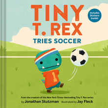 Load image into Gallery viewer, Tiny T-Rex Tries Soccer - Indie Indie Bang! Bang!