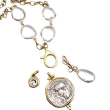 Load image into Gallery viewer, Genuine Gemstone Convertible Greek Charm Gold Necklace