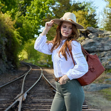 Load image into Gallery viewer, HOBO | Foundery Small Tote in Washed Leather - Kindling Brown