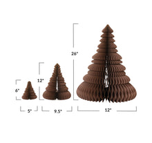Load image into Gallery viewer, Paper Folding Honeycomb Trees w/ Gold Glitter, Brown, Set of 3 - Indie Indie Bang! Bang!