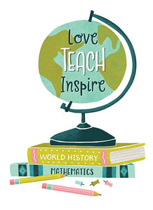 Globe & Books Teacher Card - Indie Indie Bang! Bang!