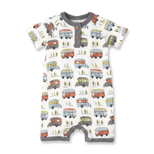 Load image into Gallery viewer, Happy Camper Short Bamboo Romper - Indie Indie Bang! Bang!