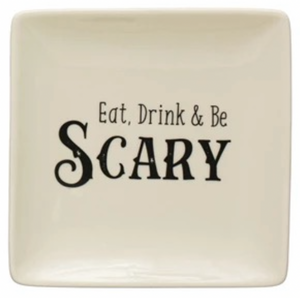 Stoneware Plate with Spooky Saying - Indie Indie Bang! Bang!