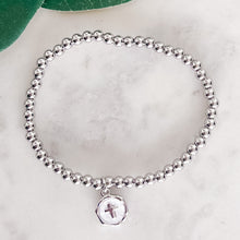 Load image into Gallery viewer, Cross Charm 4mm Stretch Beaded Bracelet - Gold or Silver - Indie Indie Bang! Bang!