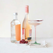 Load image into Gallery viewer, Stemmed Champagne Glass w/ Pink Swirl Stem &amp; Green Base - Indie Indie Bang! Bang!