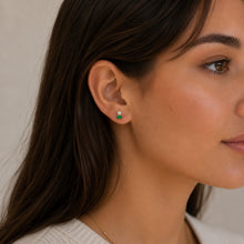 Load image into Gallery viewer, Emerald Double Stud Stack Earrings