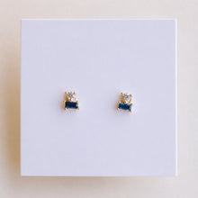 Load image into Gallery viewer, Sapphire Double Stud Stack Earrings