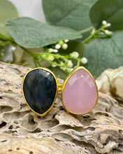 Load image into Gallery viewer, Double Tear Drop Rings In Labradorite - Indie Indie Bang! Bang!