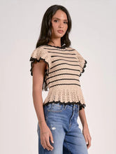 Load image into Gallery viewer, Crochet Ruffle Sleeve Striped Top | Elan - Indie Indie Bang! Bang!