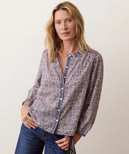 Load image into Gallery viewer, Vivian Button Through Blouse with Blue Floral - Marine Layer