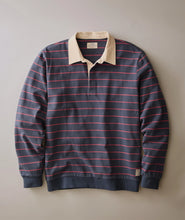 Load image into Gallery viewer, Sueded Rugby Polo Navy/Red Stripe | Marine Layer