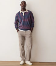 Load image into Gallery viewer, Sueded Rugby Polo Navy/Red Stripe | Marine Layer