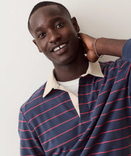 Load image into Gallery viewer, Sueded Rugby Polo Navy/Red Stripe | Marine Layer