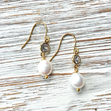 Load image into Gallery viewer, Fresh Water Pearl Crystal Drop Earrings - Indie Indie Bang! Bang!