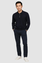 Load image into Gallery viewer, Marino Wool Solid Polo Sweater Black | Garnet