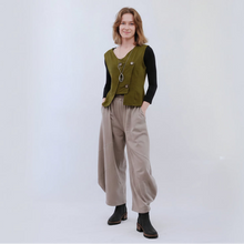 Load image into Gallery viewer, Cotton Multi Button Vest In Olive - Indie Indie Bang! Bang!