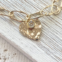 Load image into Gallery viewer, Hammered Heart Charm Bracelet - Indie Indie Bang! Bang!