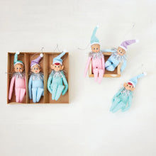 Load image into Gallery viewer, Vintage-Style Elf Ornaments- 3 Pack - Indie Indie Bang! Bang!