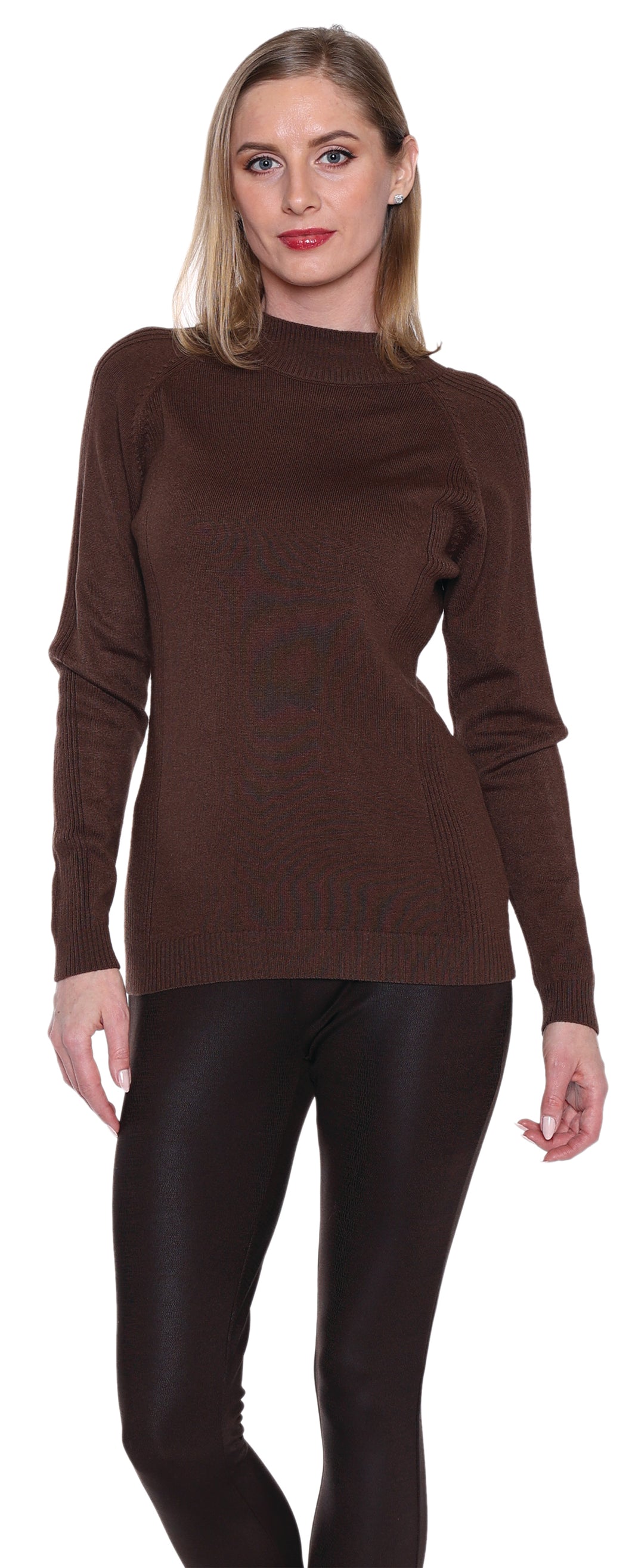 Long Sleeve Mock-neck in Chocolate - Indie Indie Bang! Bang!