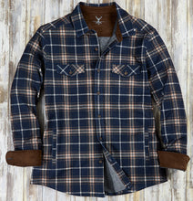 Load image into Gallery viewer, Stretch Flannel Knit Shirt - Black + Tan