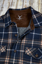 Load image into Gallery viewer, Stretch Flannel Knit Shirt - Black + Tan