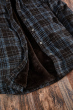 Load image into Gallery viewer, Plaid Flannel Faux Mink Shacket - Brown/Turq