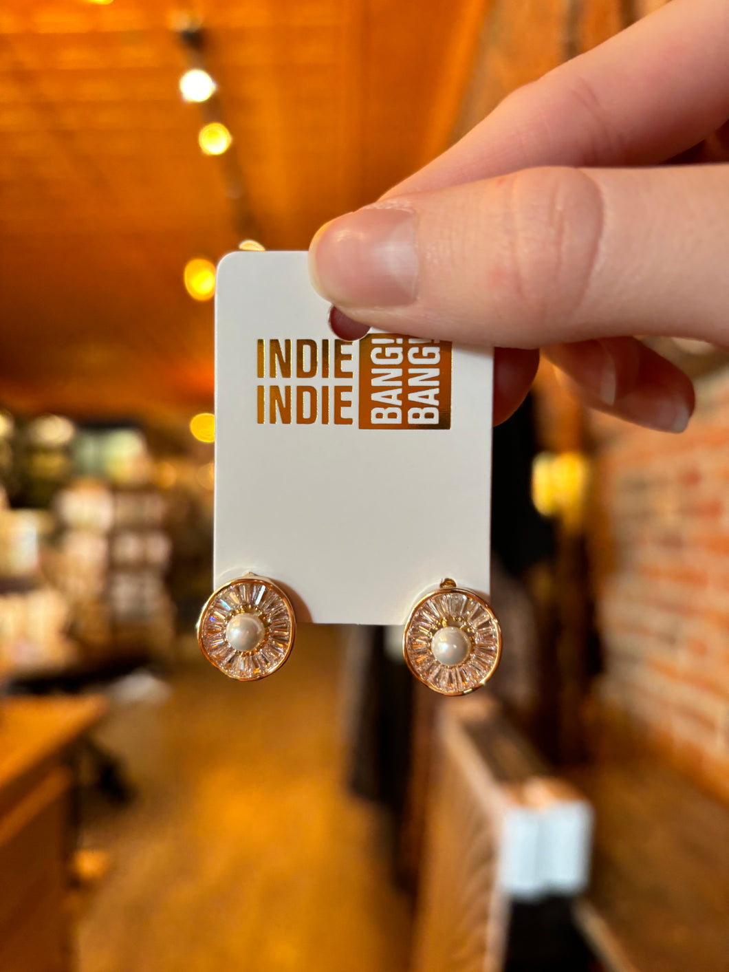 Pearl & CZ Stud Earrings - Indie Indie Bang! Bang!