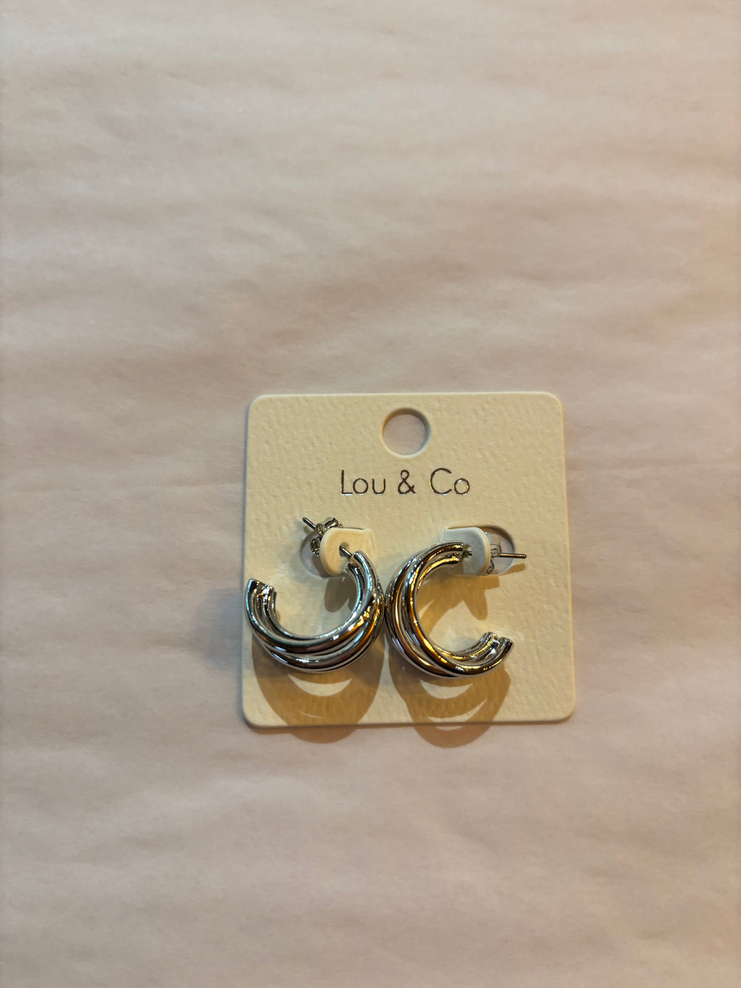 5-Circle Silver Hoop Earrings