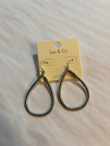 Metal Disc Teardrop Hoop Earrings - Silver