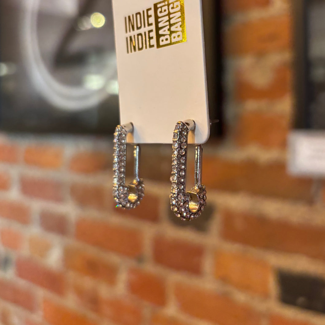 Pave Safety Pin Earrings