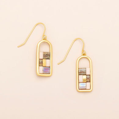 Good Karma Miyuki Frame Earrings- Blush/Topaz/Gold - Indie Indie Bang! Bang!