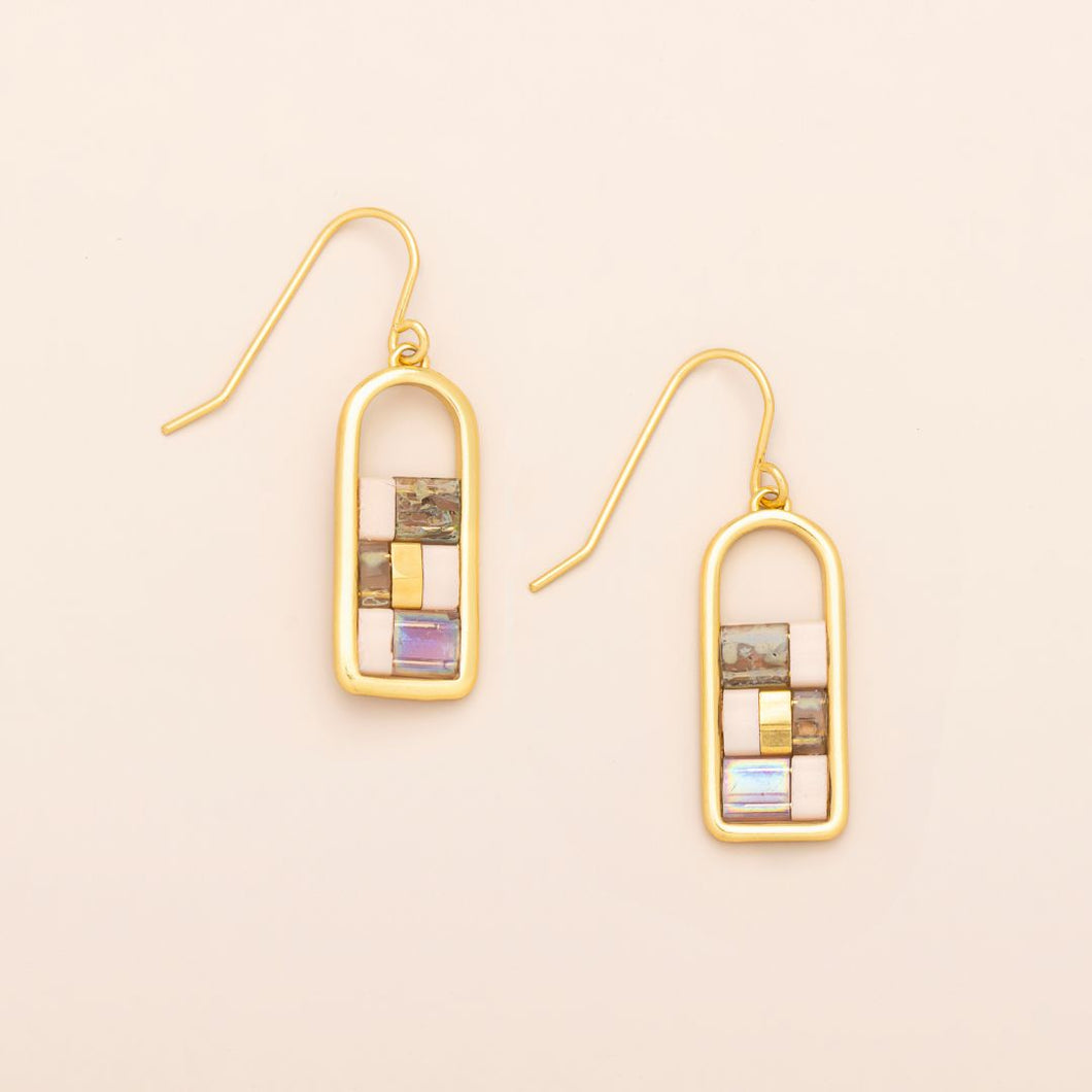 Good Karma Miyuki Frame Earrings- Blush/Topaz/Gold - Indie Indie Bang! Bang!