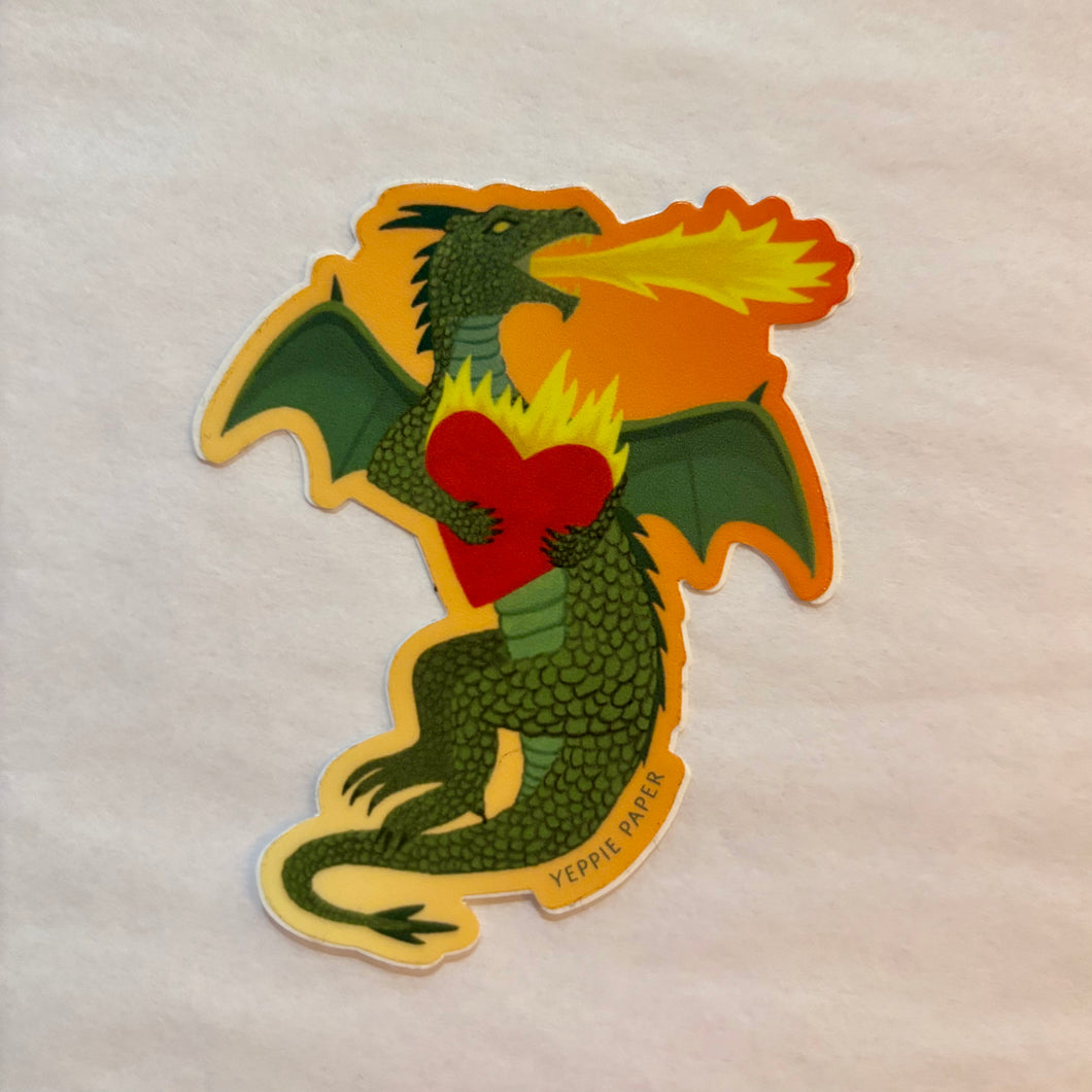 Dragon Burning Heart Fantasy Mythical Sticker - Indie Indie Bang! Bang!