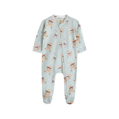 Ice Skaters Baby Zippered Footie (Organic Cotton) - Indie Indie Bang! Bang!