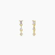 Load image into Gallery viewer, Mini Baguette Drop White CZ Earrings
