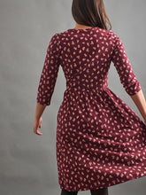 Load image into Gallery viewer, Callie Long Sleeve Wrap Dress Burgundy Bouquet - Indie Indie Bang! Bang!