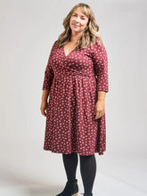 Load image into Gallery viewer, Callie Long Sleeve Wrap Dress Burgundy Bouquet - Indie Indie Bang! Bang!