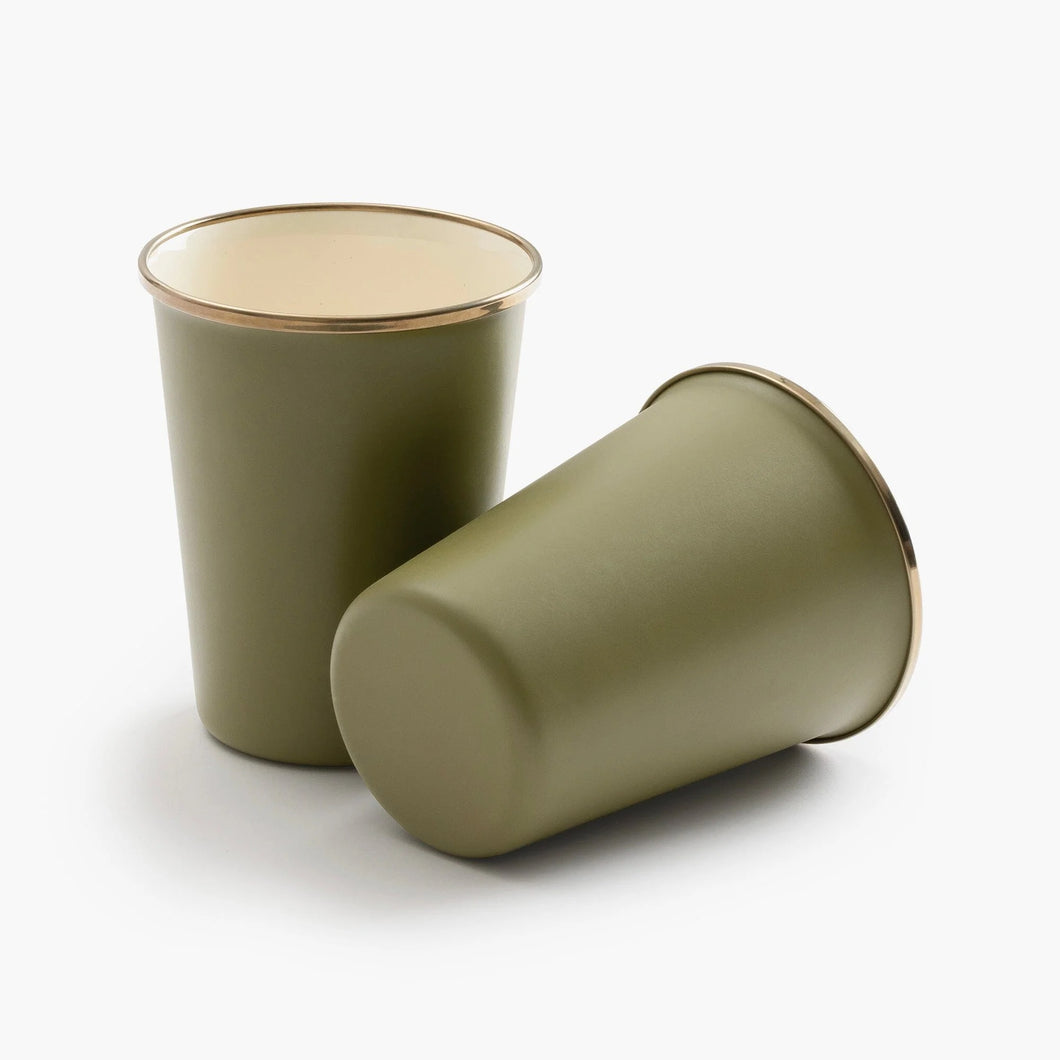 Enamel 2-Tone Tall Cup Set - Olive - Indie Indie Bang! Bang!