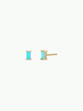 Load image into Gallery viewer, Baguette Turquoise Gold Earrings