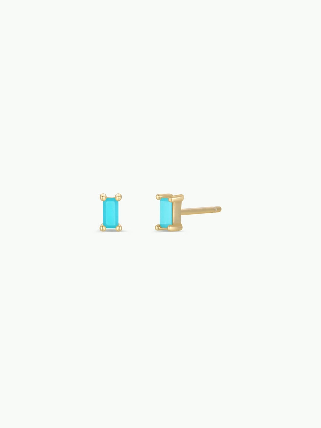 Baguette Turquoise Gold Earrings