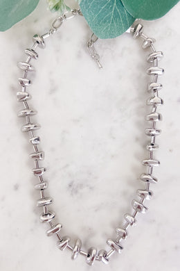 Chunky Beaded Necklace - Silver